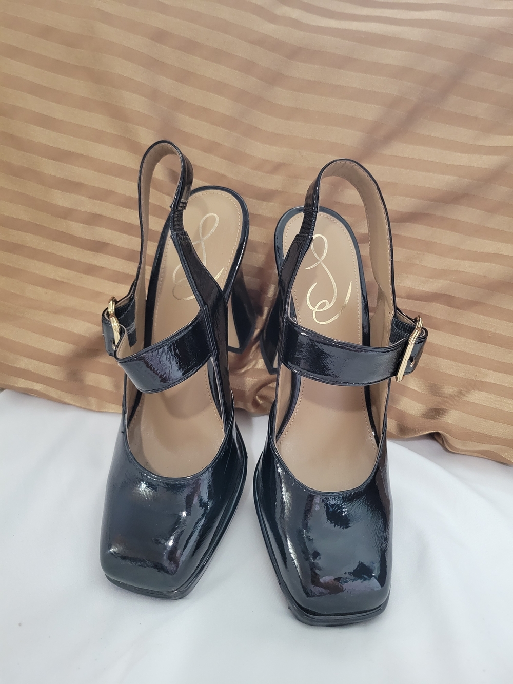 Sam Edelman Black  Slingback Mary Jane Heels with Buckle - Picture 3 of 14